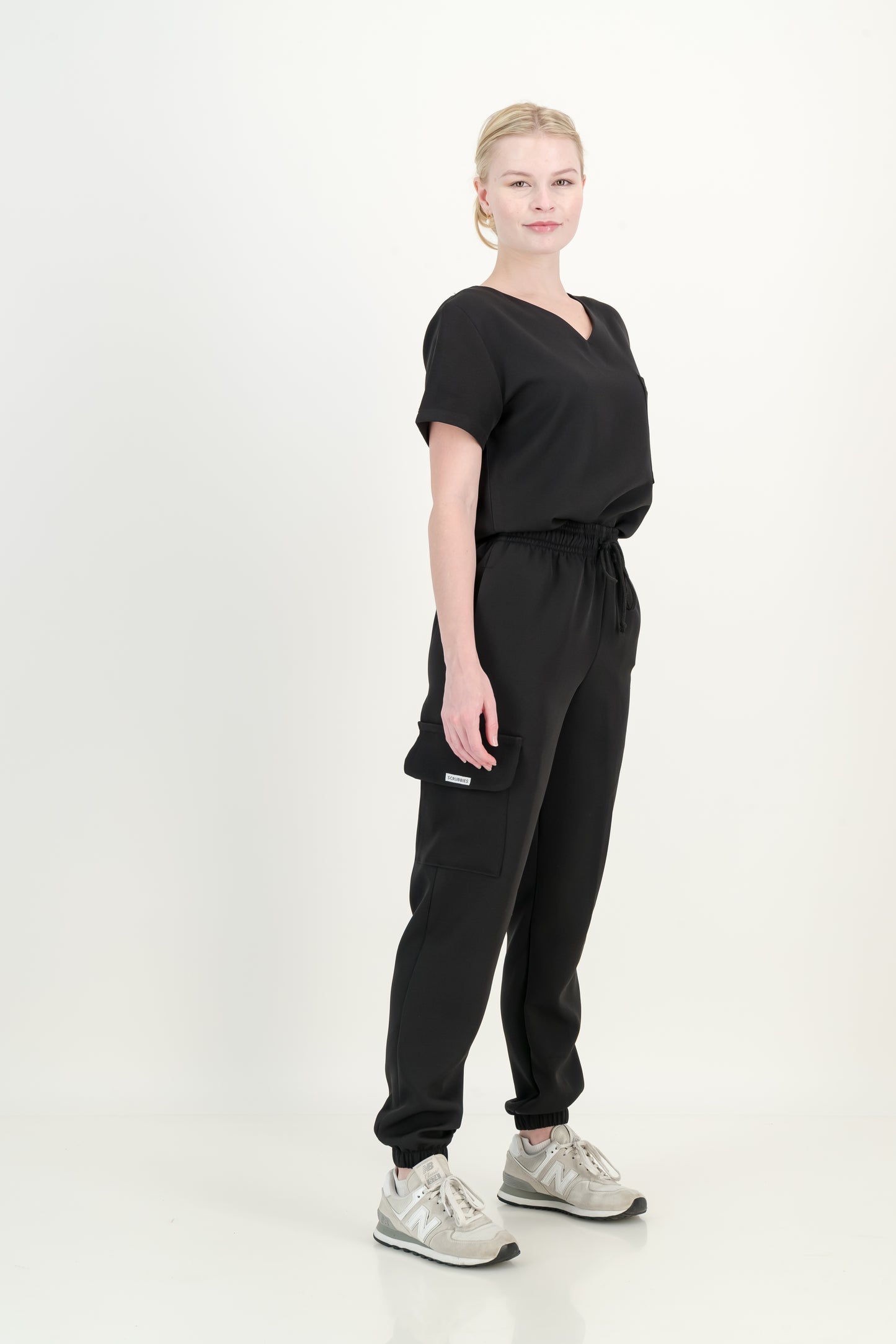 Women's Jet Black Scrub Set (NEW FABRIC)