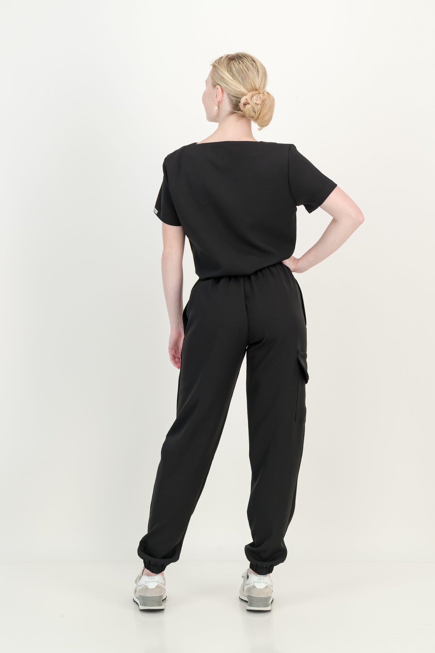 Women's Jet Black Scrub Set (NEW FABRIC)