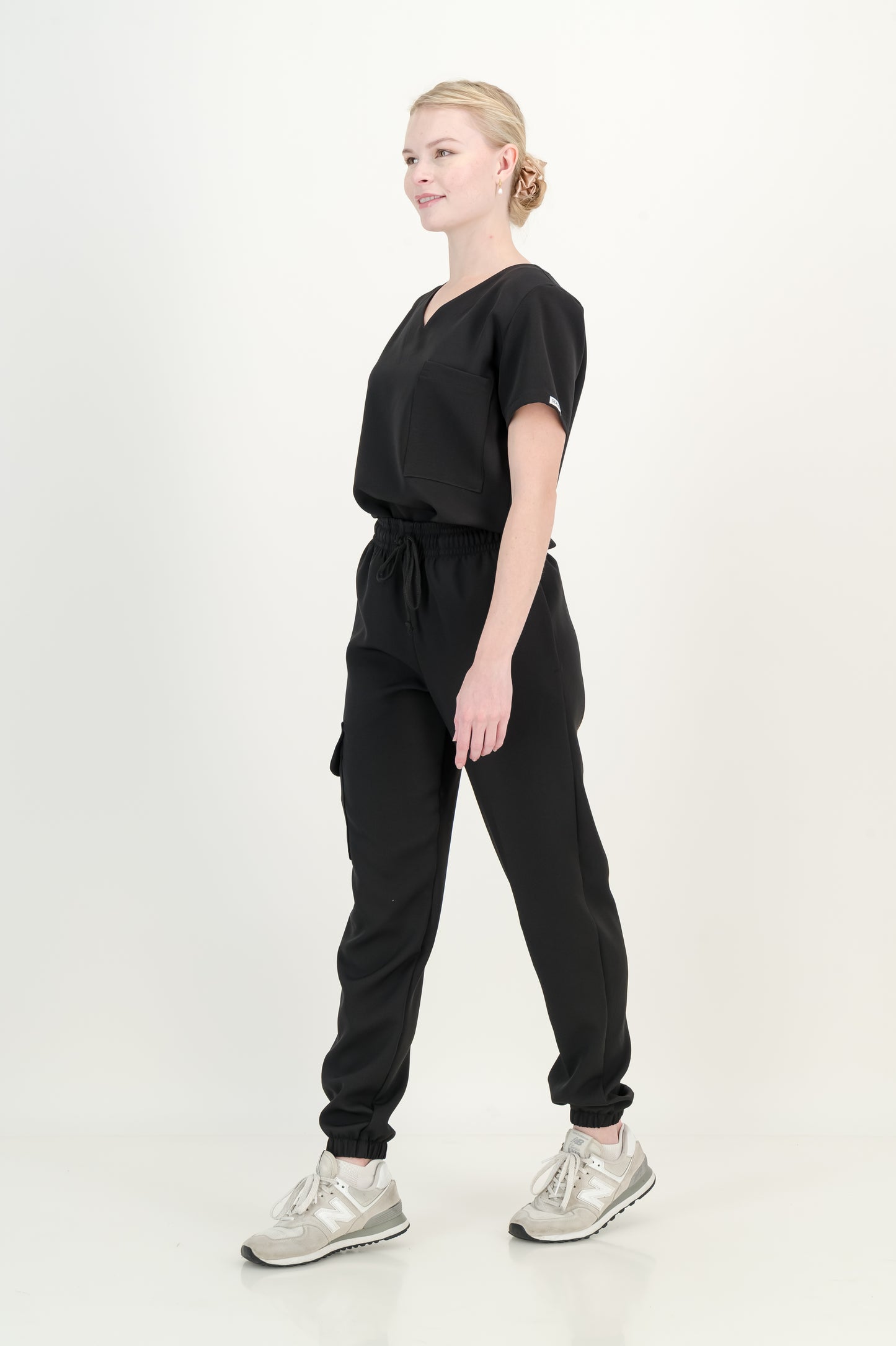 Women's Jet Black Scrub Set (NEW FABRIC)