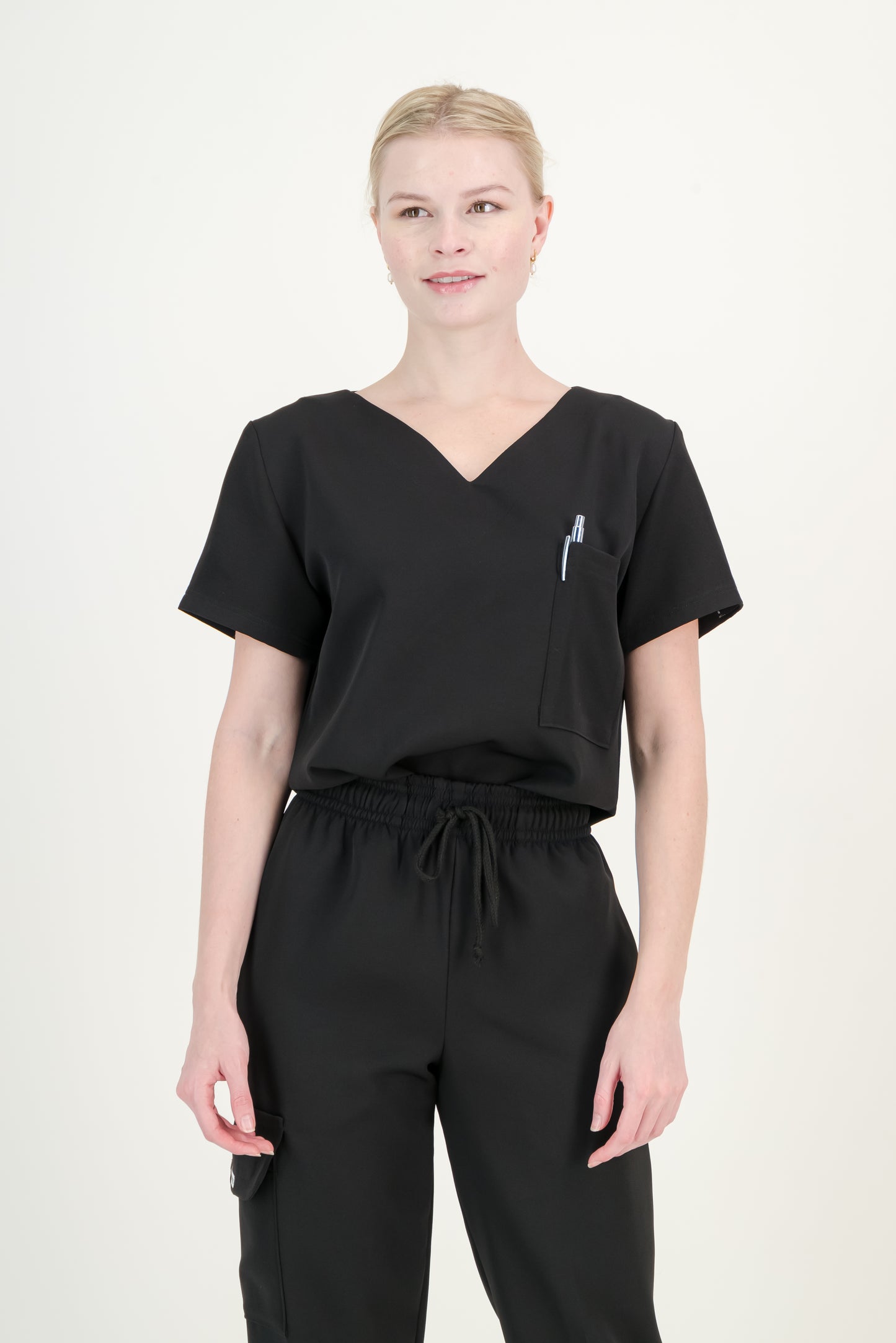 Women's Jet Black Scrub Set (NEW FABRIC)