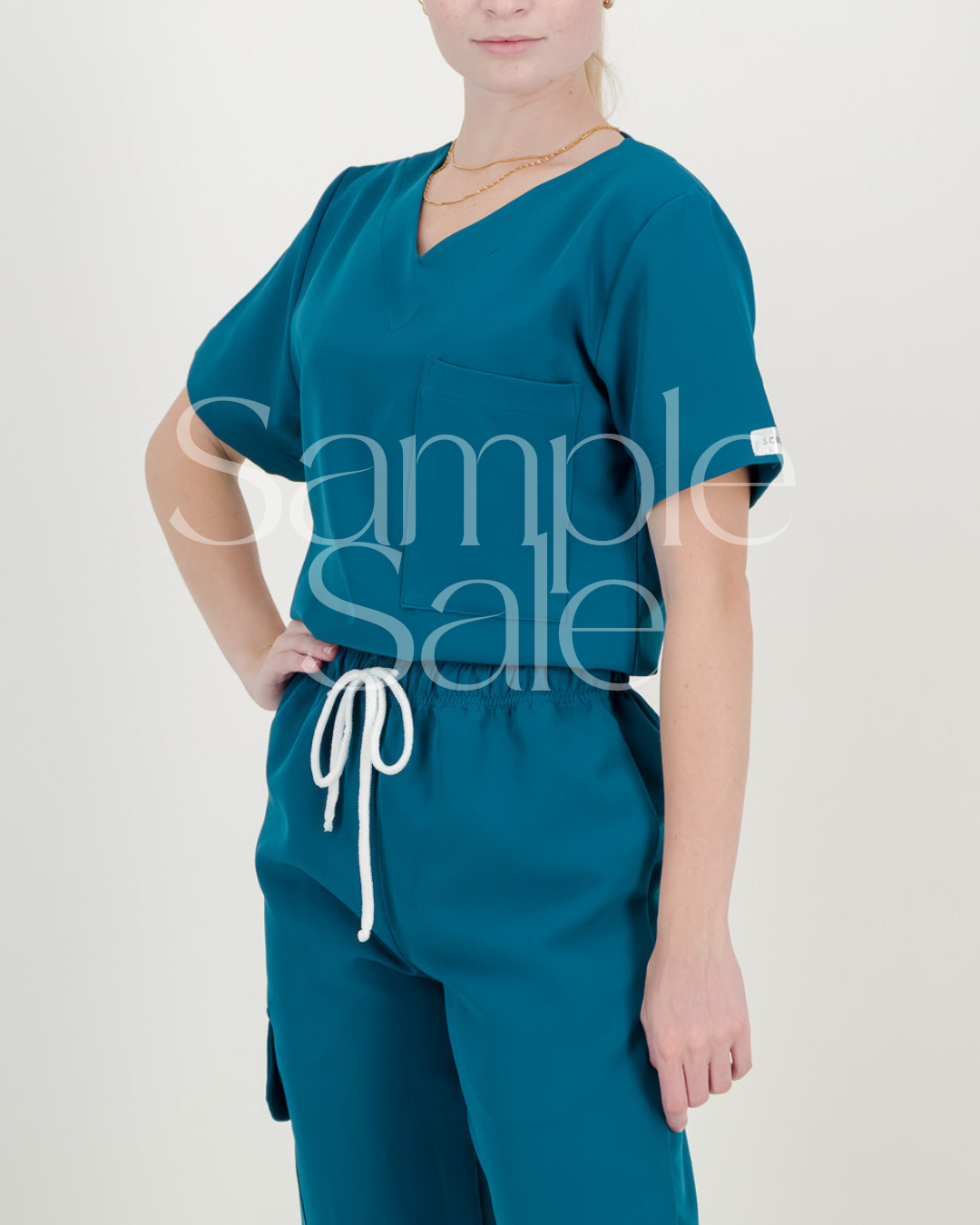 SAMPLE SALE - Women's Teal V Neck Top