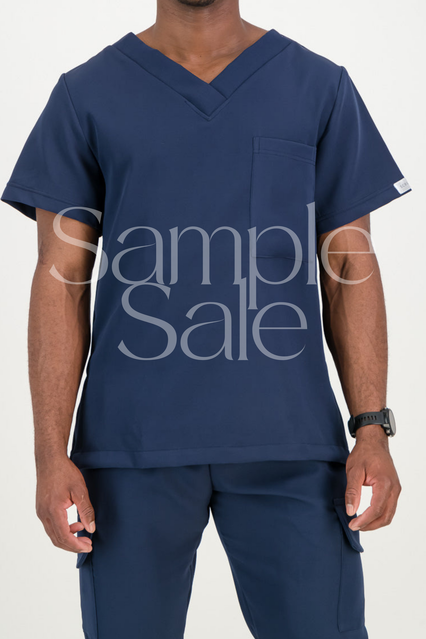 SAMPLE SALE - Marine Blue V Neck Top - Men