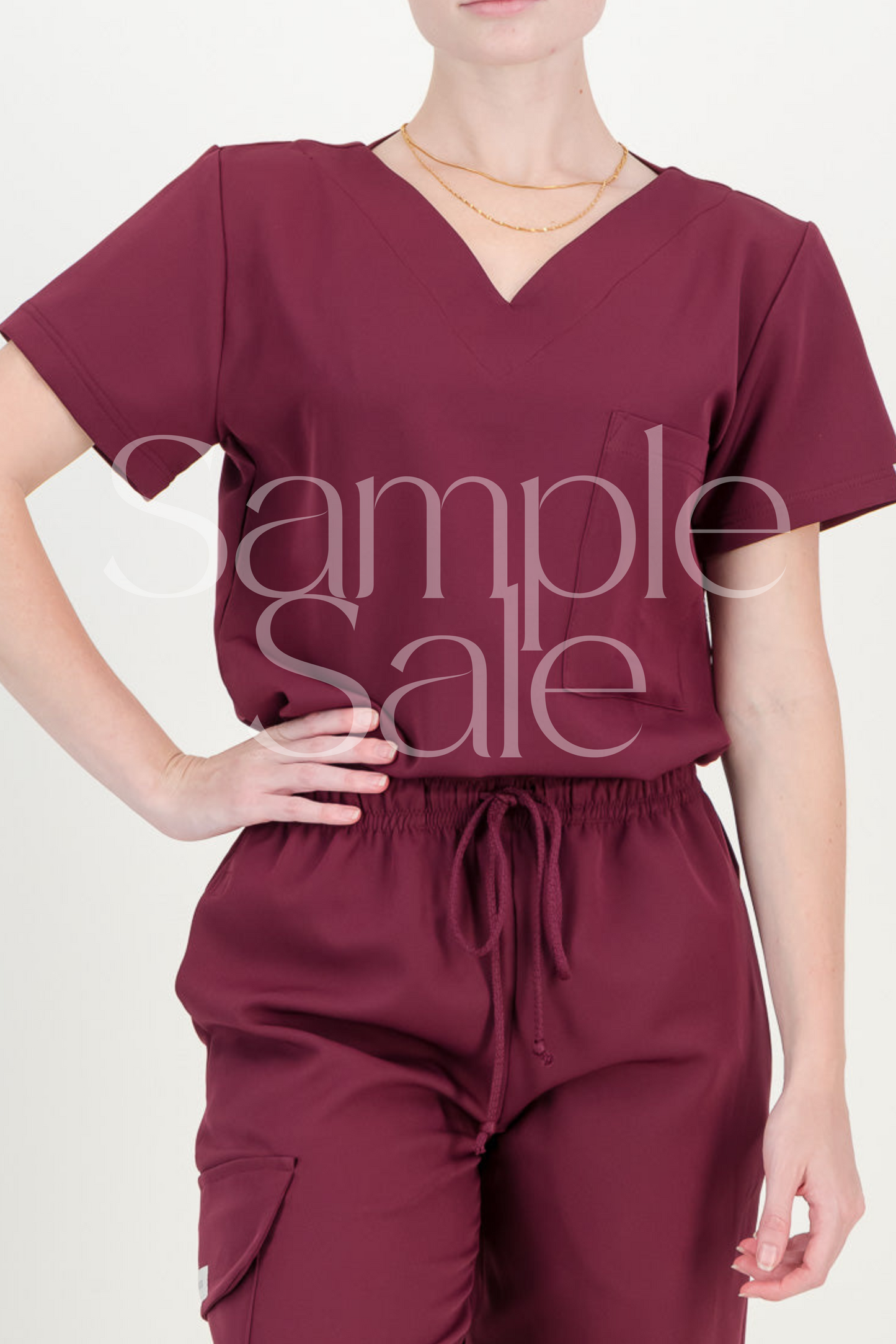 SAMPLE SALE - Women's V Neck Top - V2 Fabric - Merlot Red