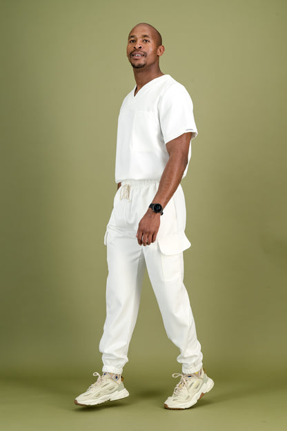 Men's Optic White Scrub Set