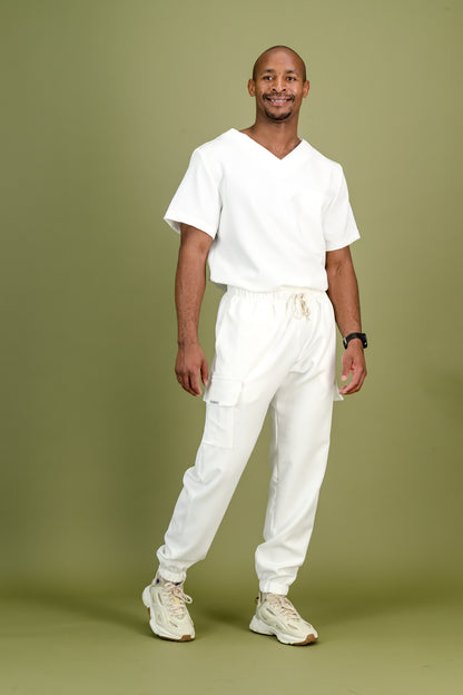 Men's Optic White Scrub Set