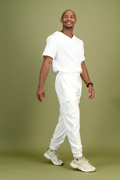 Men's Optic White Scrub Set