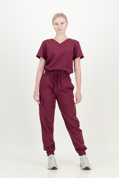 Women's Merlot Red Scrub Set (NEW FABRIC)
