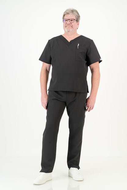 Men's Jet Black Scrub Pants (NEW FABRIC)