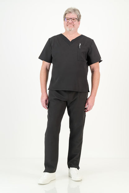Men's Jet Black Scrub Set (NEW FABRIC)